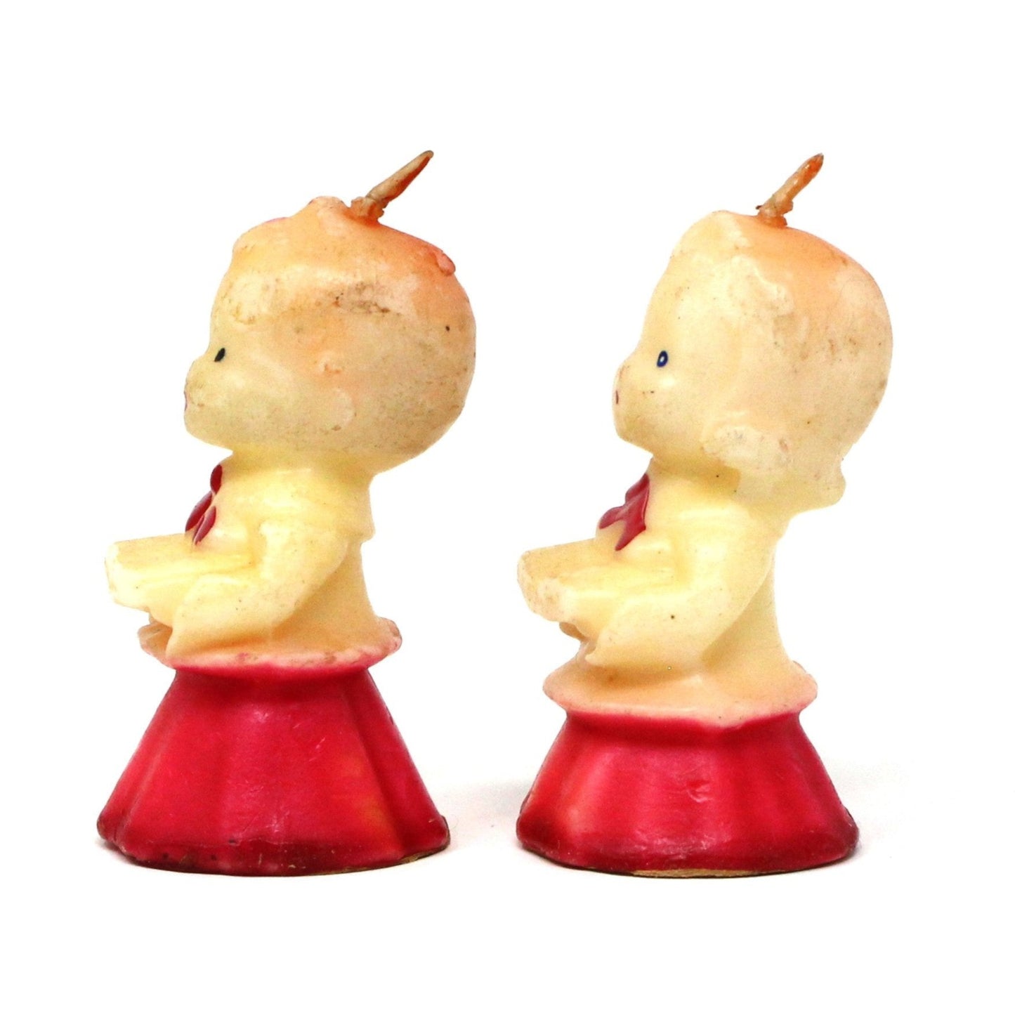 Candle, Gurley Novelty, Figural Christmas Choir Singer Caroler Girl & Boy, Vintage Collectibles