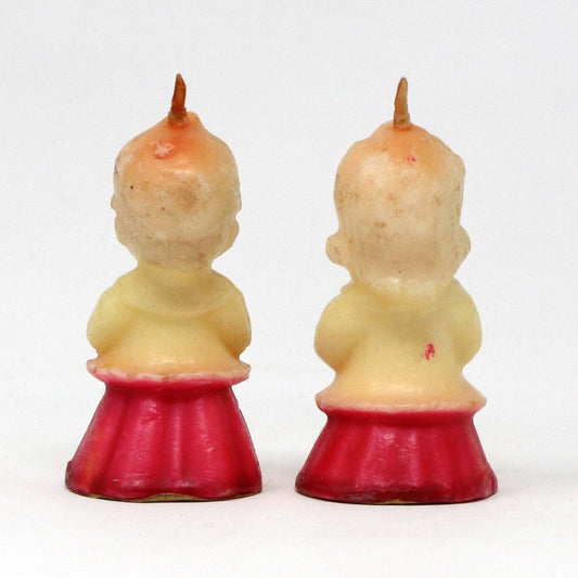 Candle, Gurley Novelty, Figural Christmas Choir Singer Caroler Girl & Boy, Vintage Collectibles