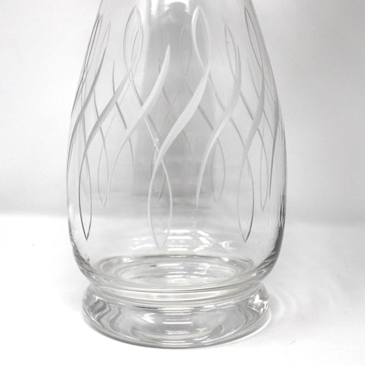 Vintage crystal decanter by Stuart Crystal, England. Rhythm Pattern, Etched, Blown Glass