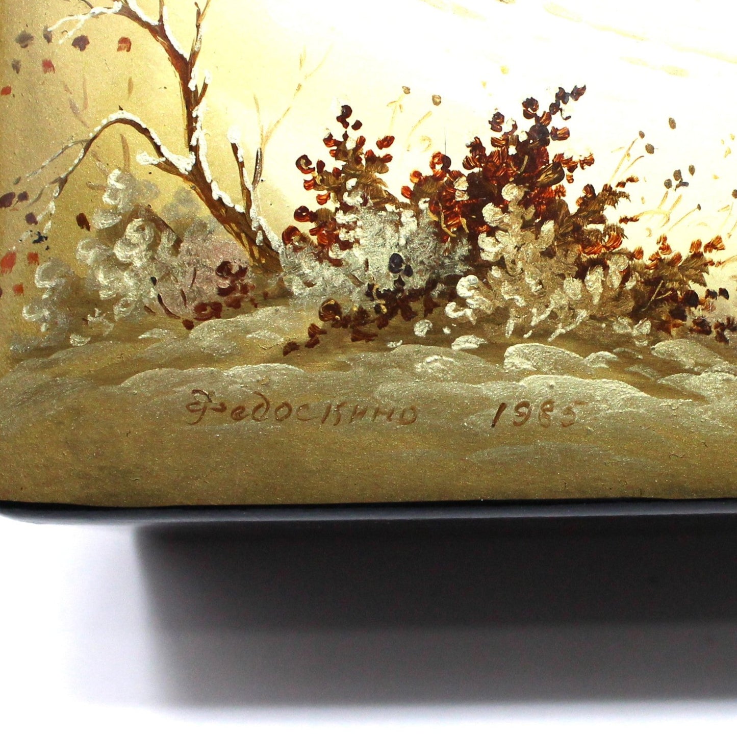 Box, Decorative Russian Lacquer Box, Fedoskino Troika Racing, Hand Painted, Artist Signed, Jewelry Box 10", Vintage 1985