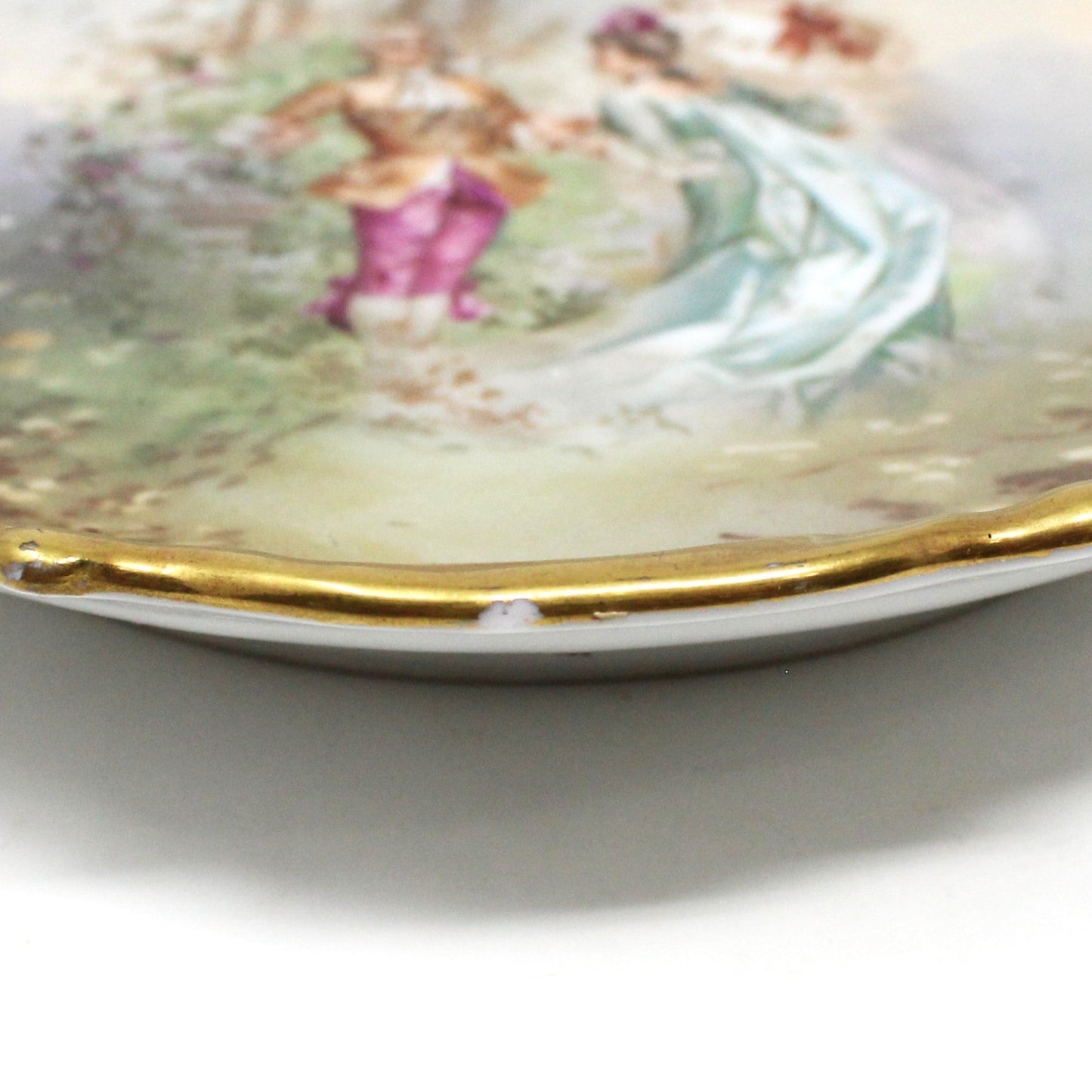 Decorative Plate, Victorian Couple, Muville Signed, French Limoges Plaque Antique