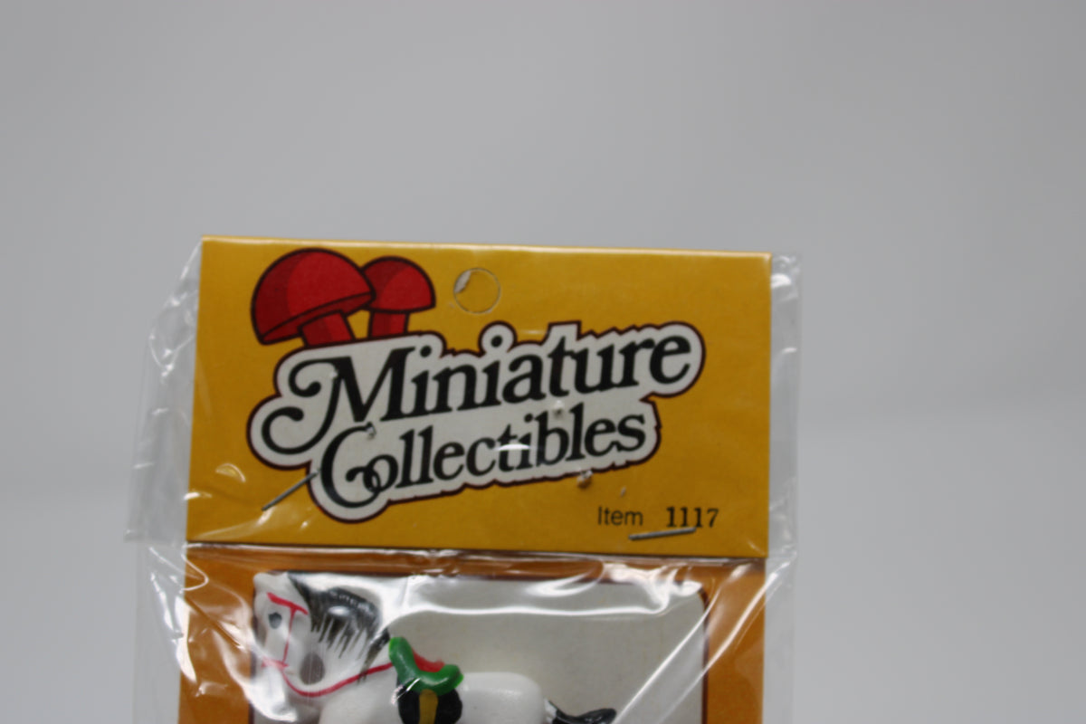 Figurine: Rocking Horse Miniature Collectible, NOS Carded, Taiwan, Vintage 1980s
