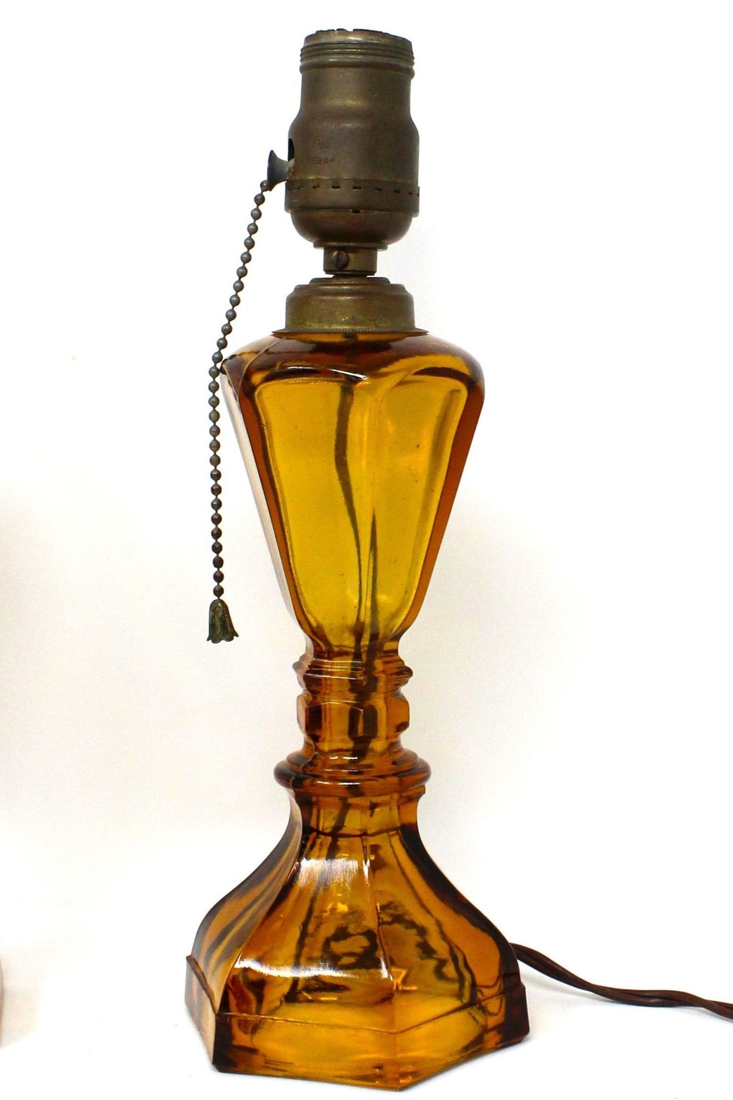Lamp, Table Lamps, Westmoreland, Amber Glass Lamps, Oil Lamp Base, Set of 2, Vintage, SOLD