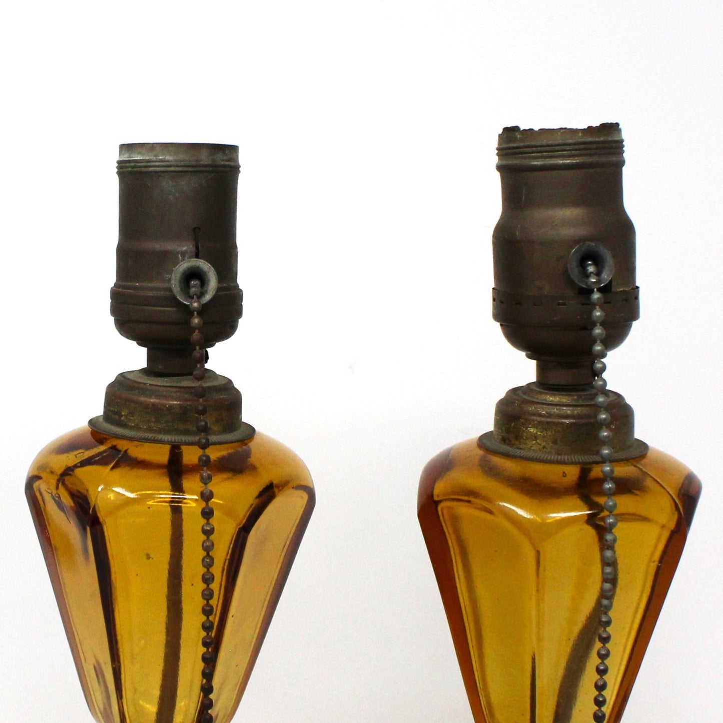 Lamp, Table Lamps, Westmoreland, Amber Glass Lamps, Oil Lamp Base, Set of 2, Vintage, SOLD