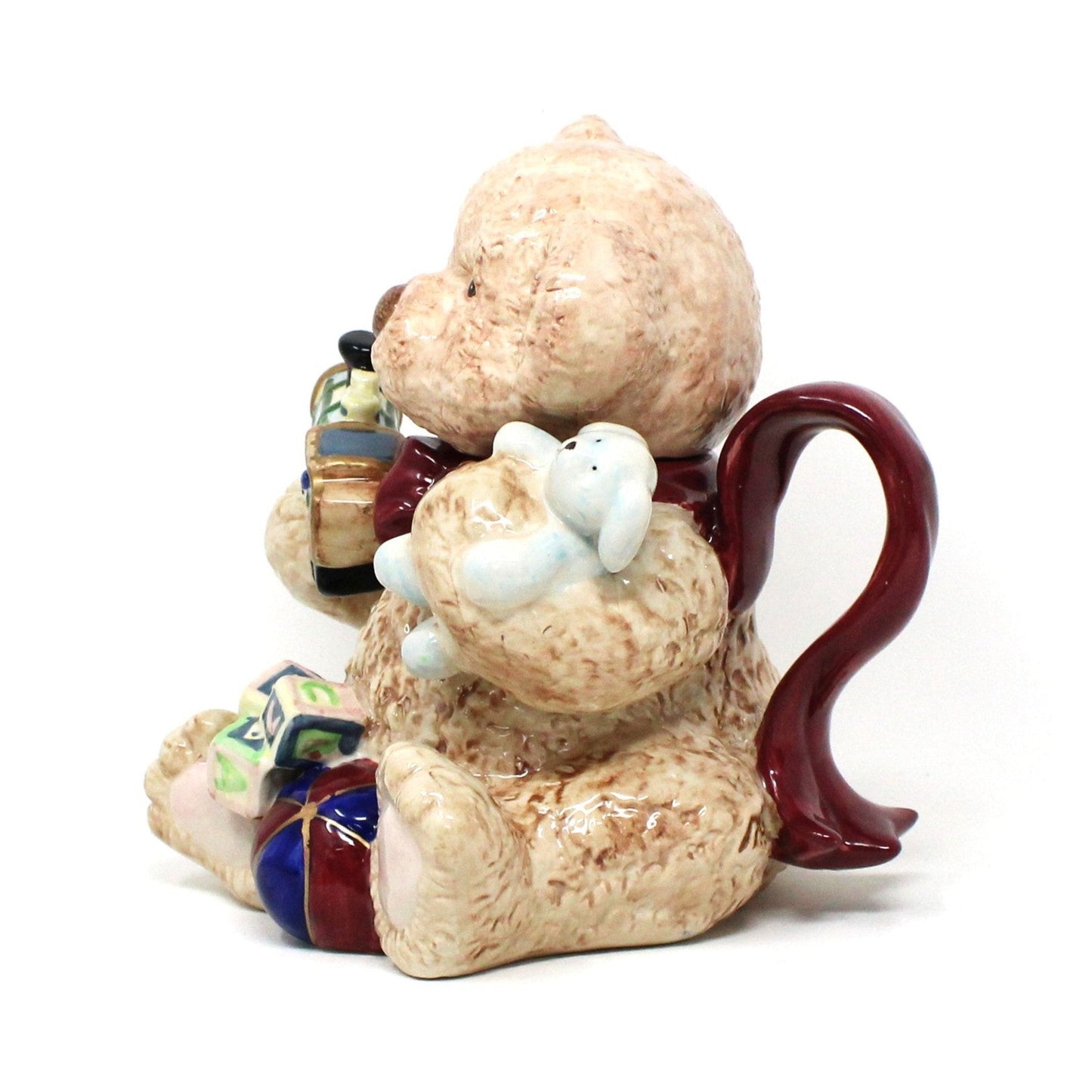 Teapot, Teddy Bear with Toys, Figural Ceramic Teapot, Vintage Collectible