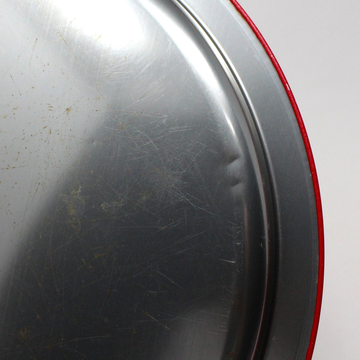 Tray, Christmas Teddy Bear w/Santa Hat Metal Tray, Round, Vintage