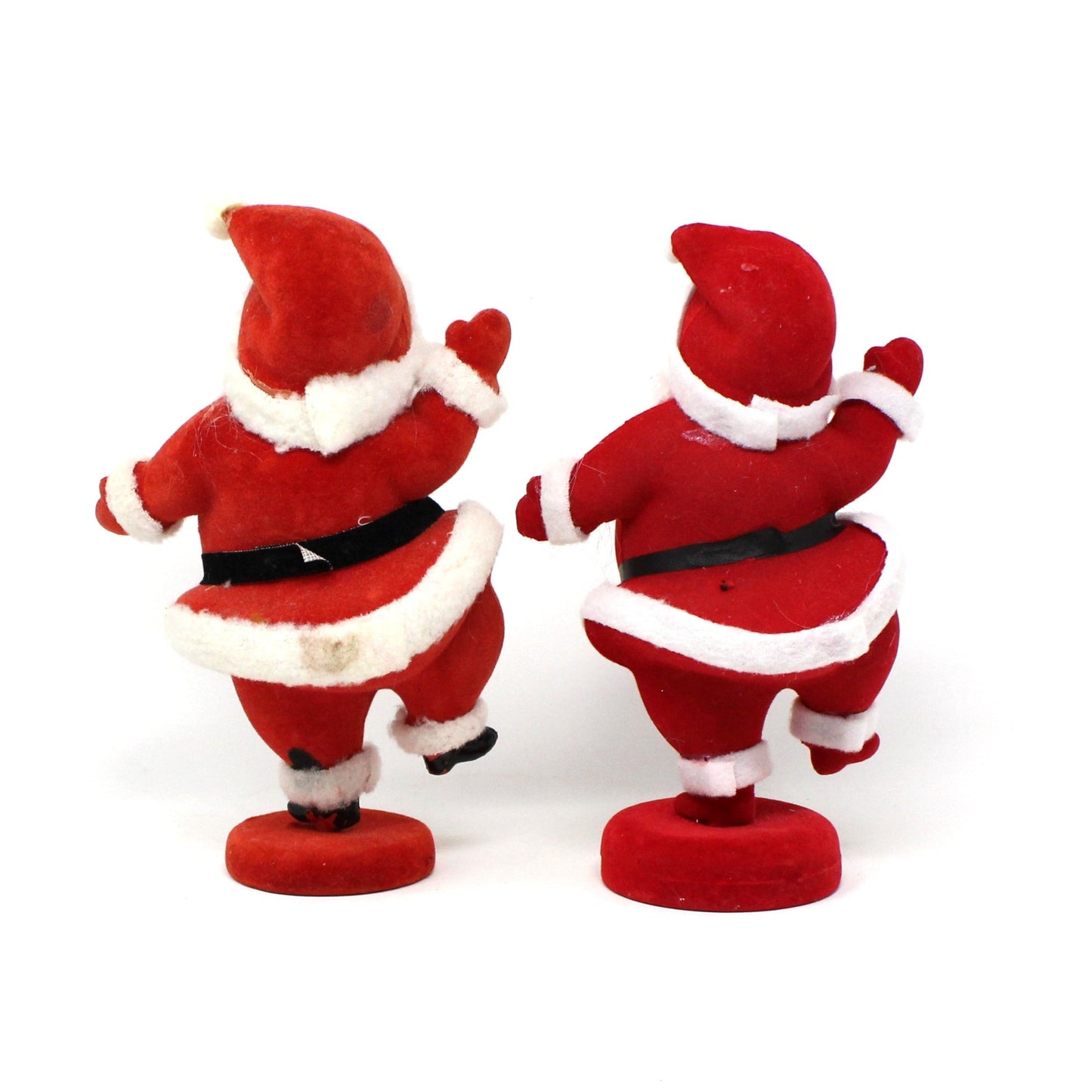 Figurine, Dancing Santa, Mid Century Flocked Santa Claus on Stand, Vintage