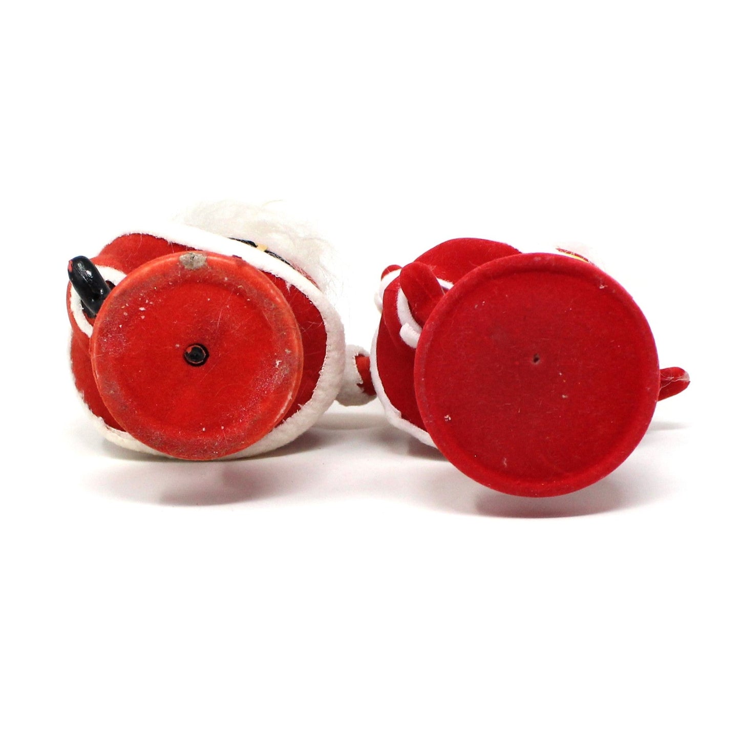 Figurine, Dancing Santa, Mid Century Flocked Santa Claus on Stand, Vintage