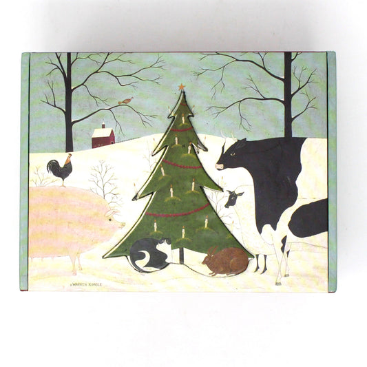 Box, Storage Box, Christmas Guest by Warren Kimble, Country / Farmhouse Folk Art Holiday Box