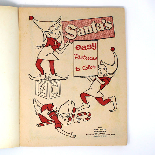 Coloring Book: Santa's Book to Color, Christmas, Unused, Saalfield, Vintage 1950s