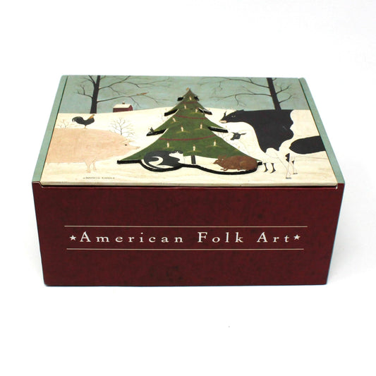 Box, Storage Box, Christmas Guest by Warren Kimble, Country / Farmhouse Folk Art Holiday Box