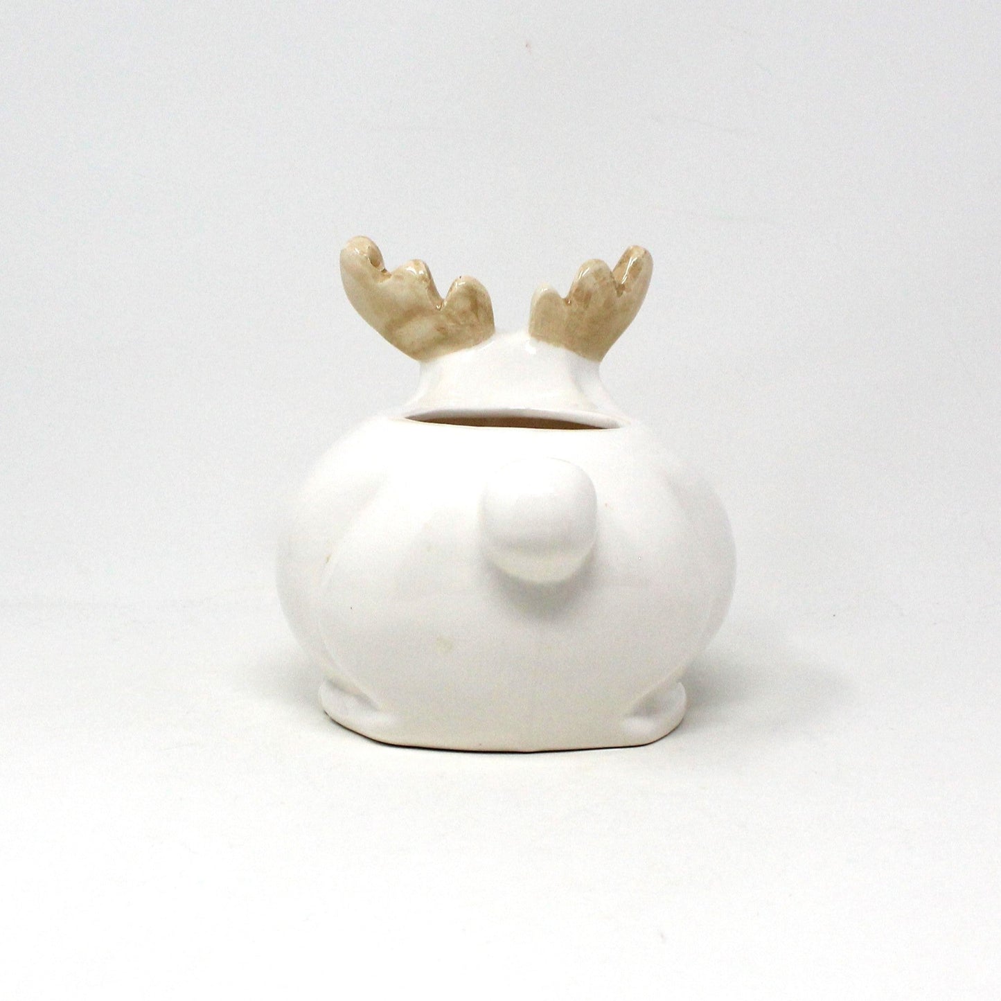 Napkin Holder, Christmas Moose with 12 Red Cloth Cocktail Napkins, Holiday Kitsch, Ceramic, Vintage