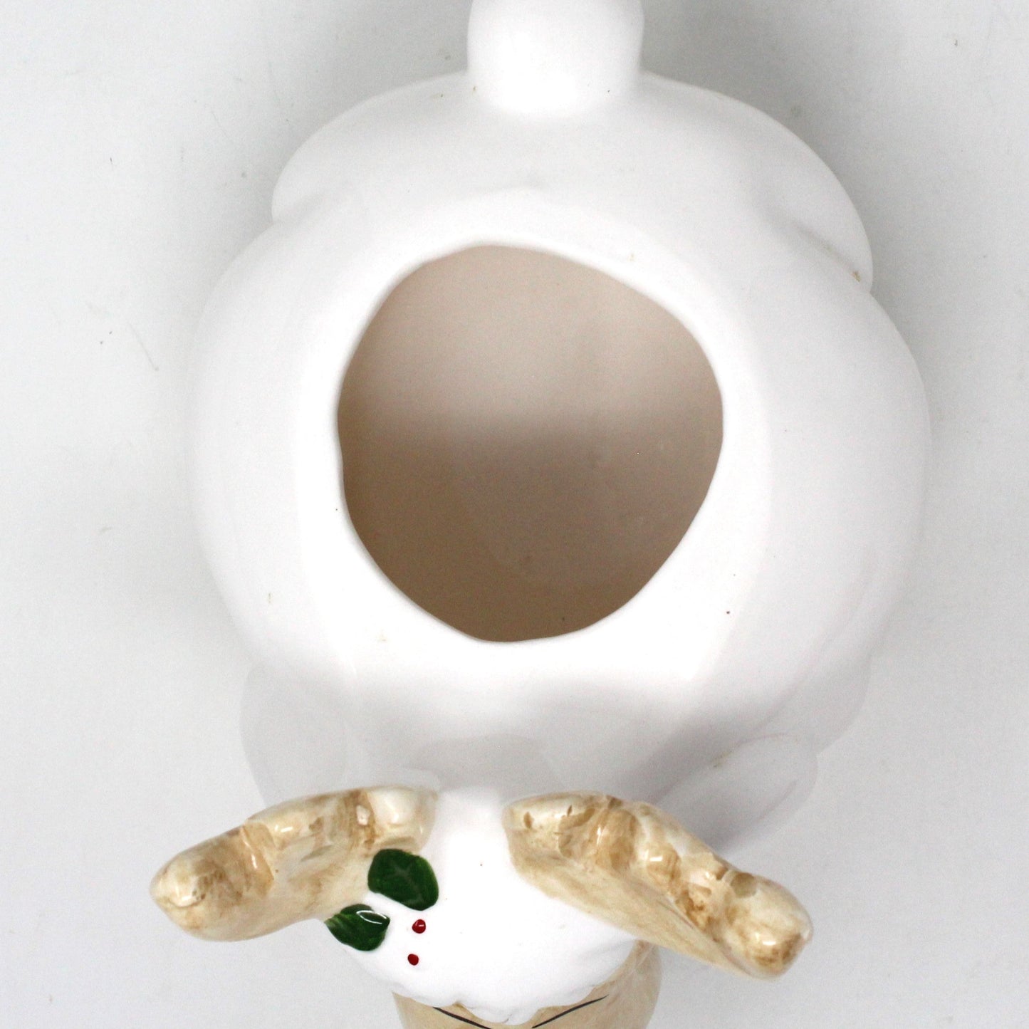 Napkin Holder, Christmas Moose with 12 Red Cloth Cocktail Napkins, Holiday Kitsch, Ceramic, Vintage