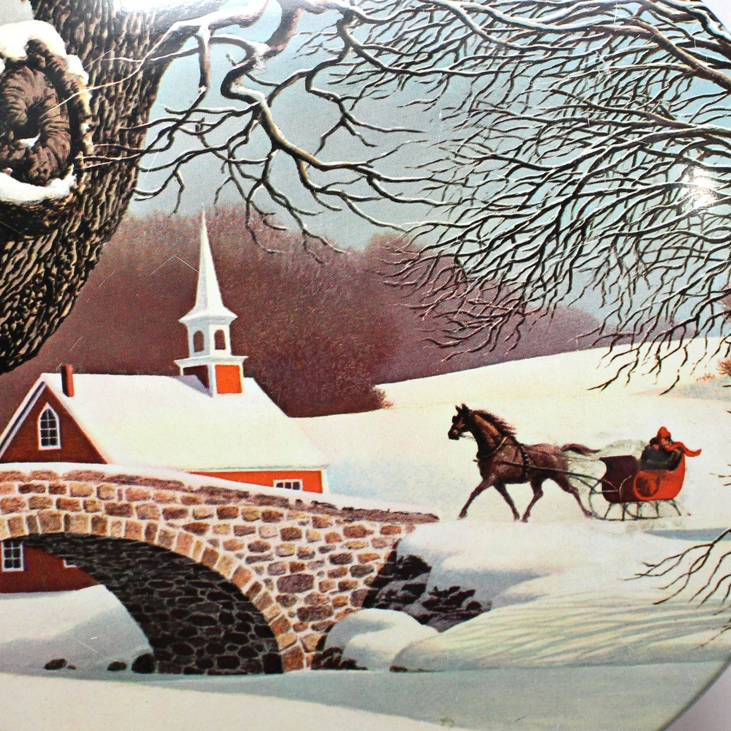 Tins, Gift Tin / Cookie Tin, Meister, Horse Drawn Sleigh, Victorian Snowy Winter Scene, Vintage