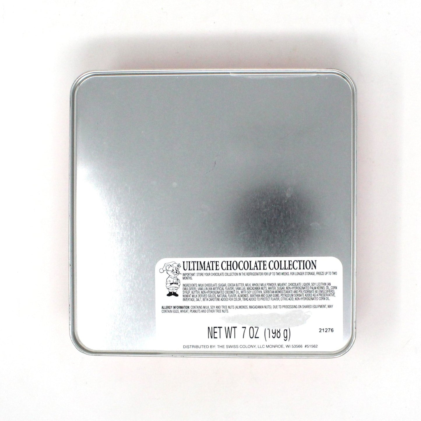 Tins, Gift Tin / Cookie Tin, Swiss Colony Christmas Chris Mouse Red Collectible Tin