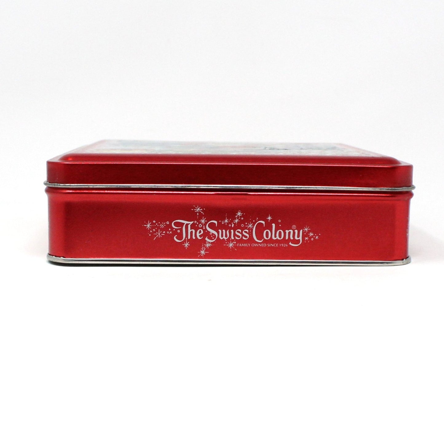 Tins, Gift Tin / Cookie Tin, Swiss Colony Christmas Chris Mouse Red Collectible Tin