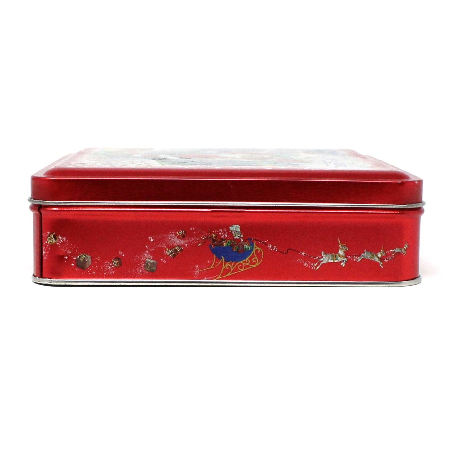 Tins, Gift Tin / Cookie Tin, Swiss Colony Christmas Chris Mouse Red Collectible Tin