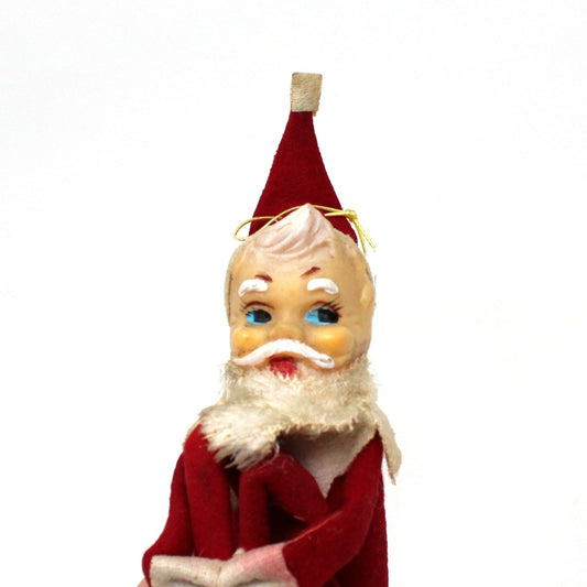 Ornaments, Knee Hugger / Pixie Elf Santa, Christmas Collectible, RARE Vintage