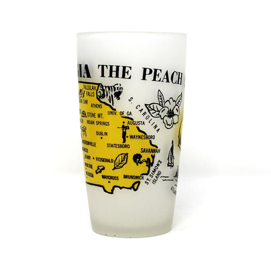 Tumbler: State Map Souvenir Glass, Georgia, Frosted, Vintage 1960s