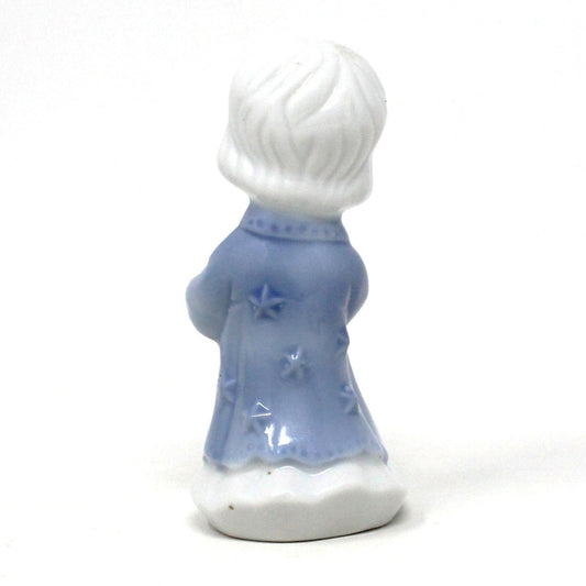 Candle Holder, Berman & Anderson, Caroler Girl, Blue & White Porcelain, Japan, Vintage 1960s