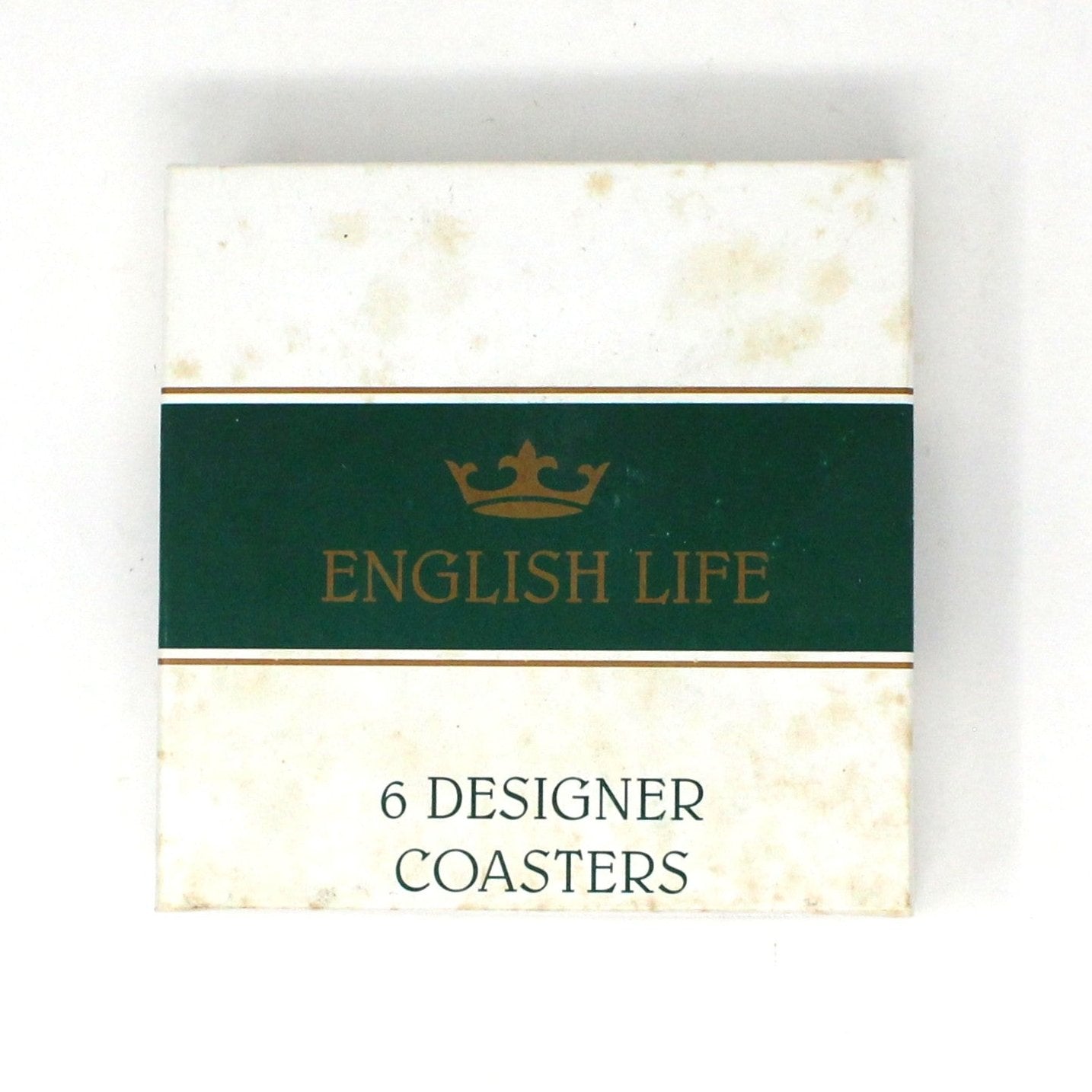 Coasters, English Life, Christmas Tree Image, Cork Backed, Set of 6, England, in Box, Vintage