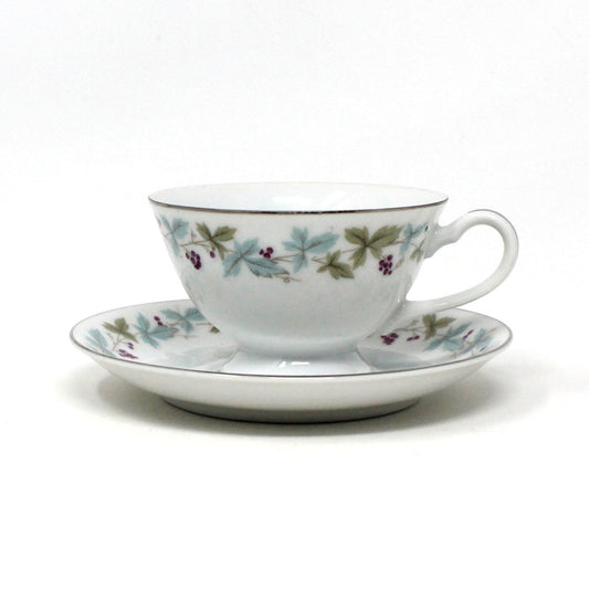 Teacup and Saucer, Fine China of Japan, Vintage 6701, Grapevine, Vintage