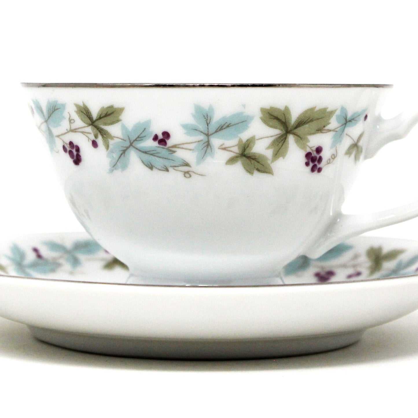 Teacup and Saucer, Fine China of Japan, Vintage 6701, Grapevine, Vintage