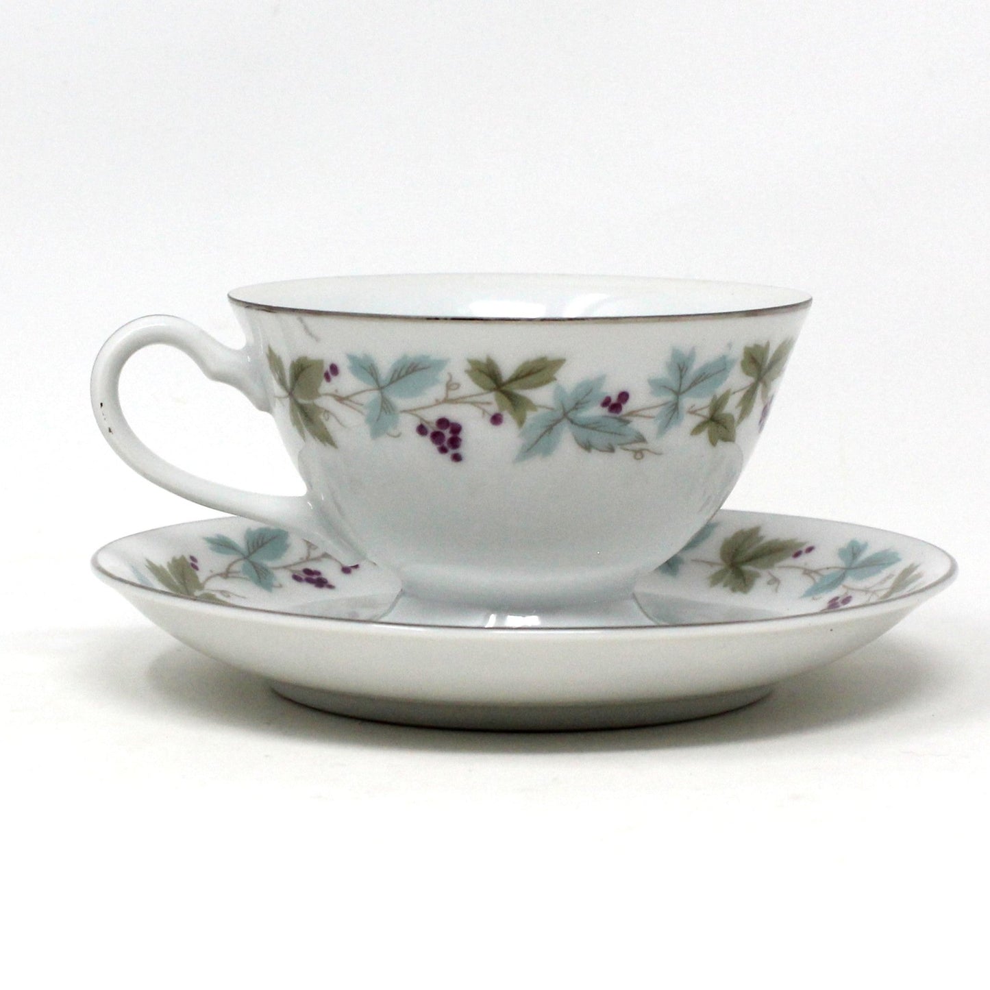 Teacup and Saucer, Fine China of Japan, Vintage 6701, Grapevine, Vintage