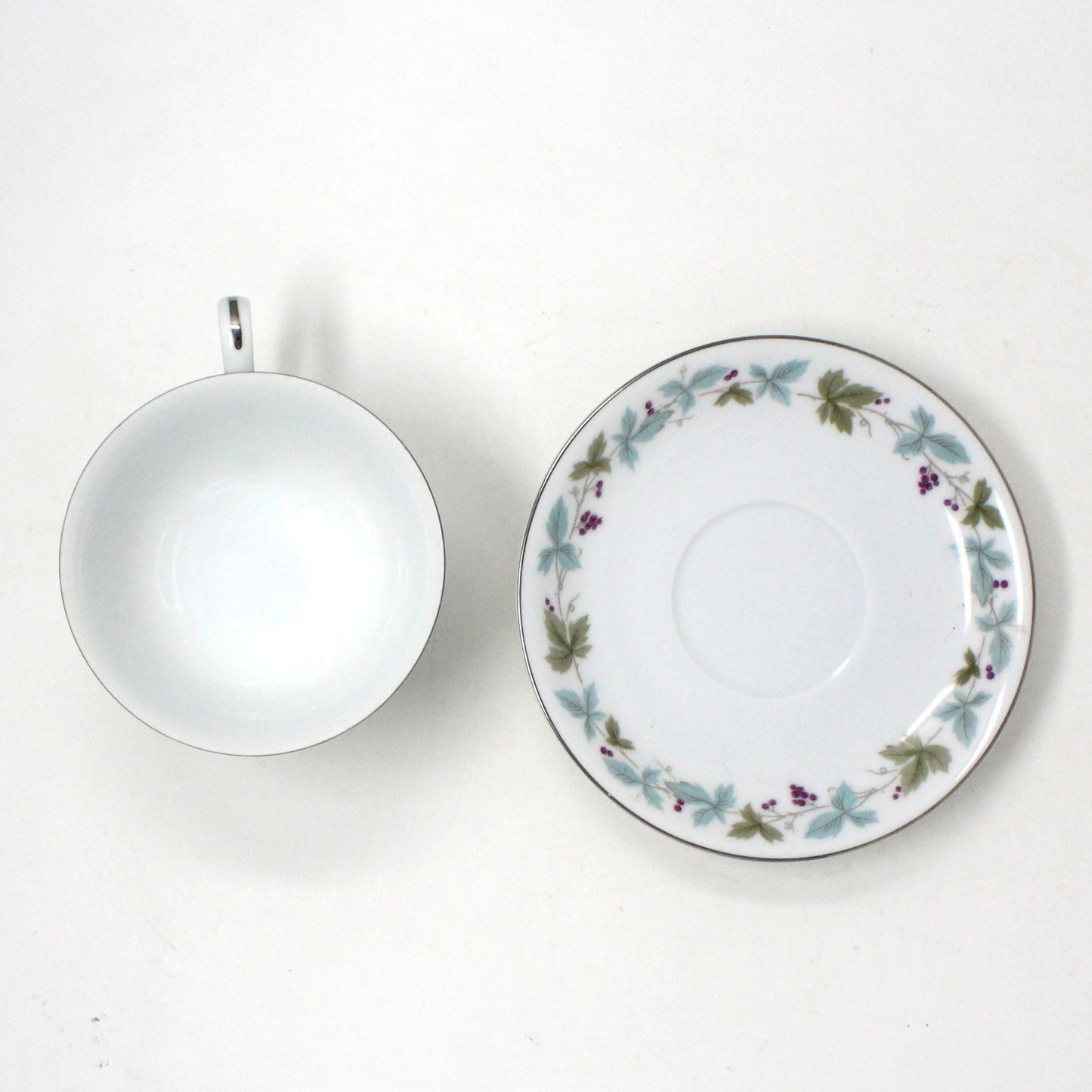 Teacup and Saucer, Fine China of Japan, Vintage 6701, Grapevine, Vintage