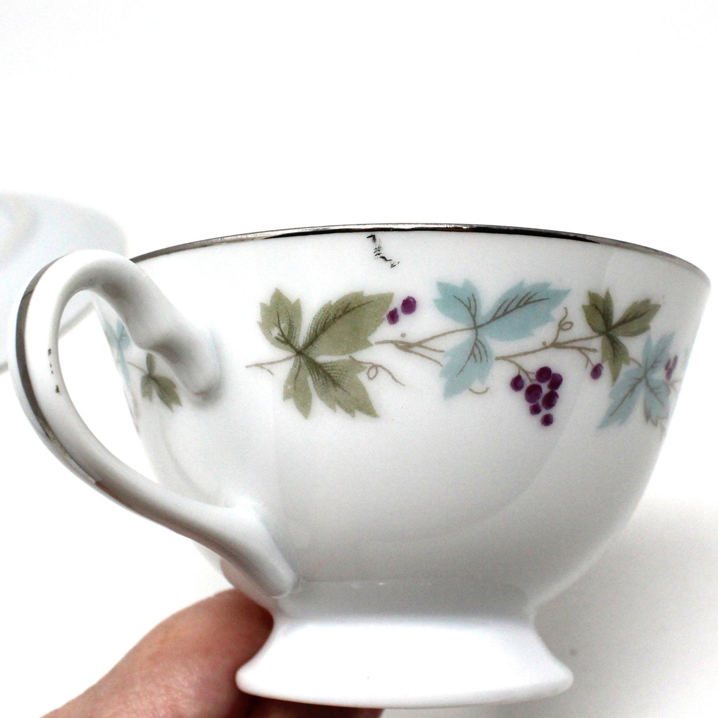 Teacup and Saucer, Fine China of Japan, Vintage 6701, Grapevine, Vintage