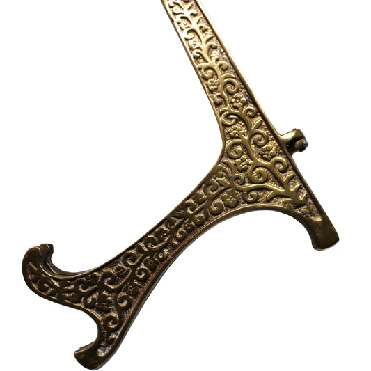Display Stand: Ornate Heavy Brass Scrollwork Two-Legged, Vintage 1960s