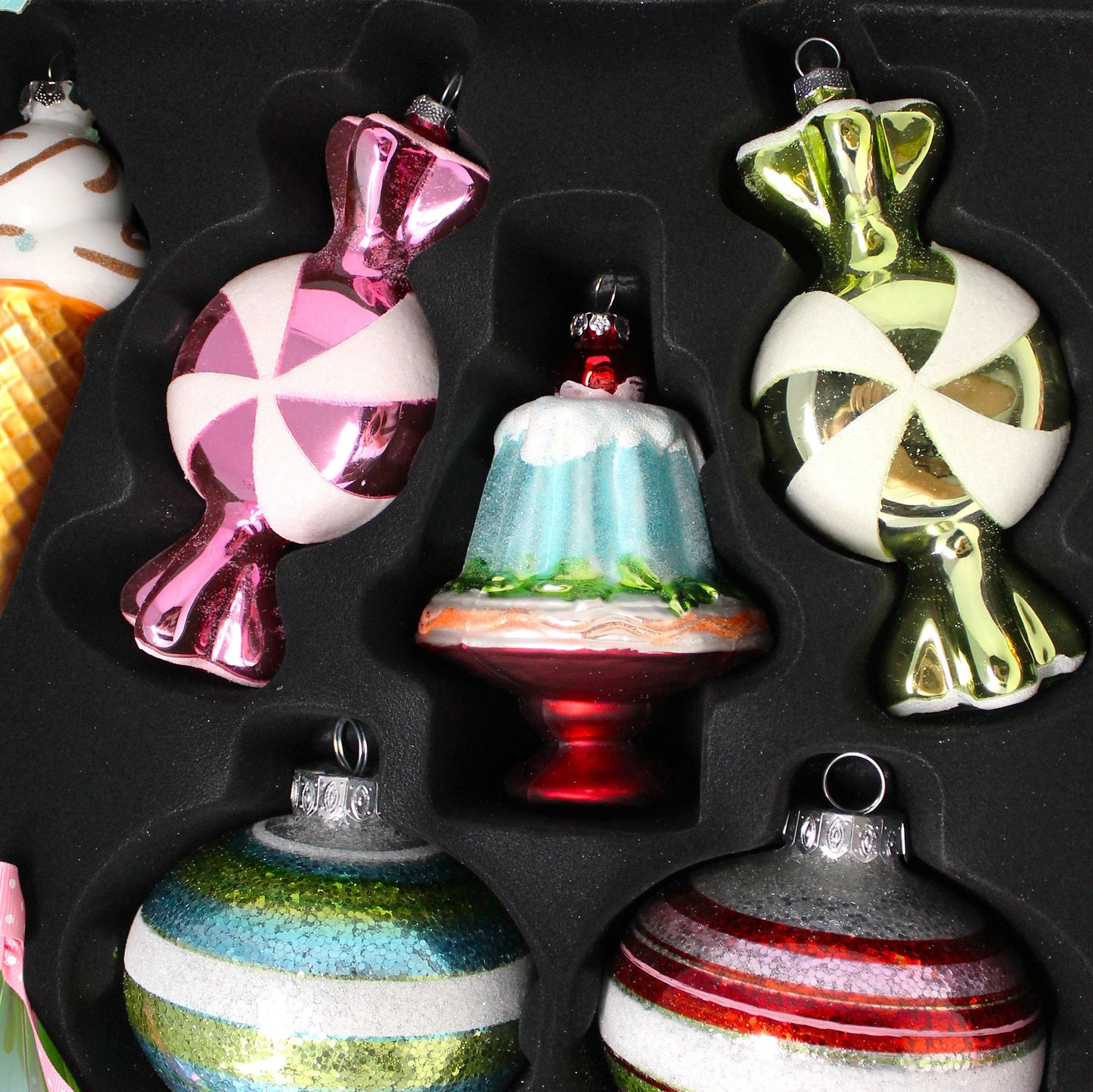 Ornaments, Sweets Candy Land Christmas Ornament Collection, 15 Large Pcs, In Box, NOS