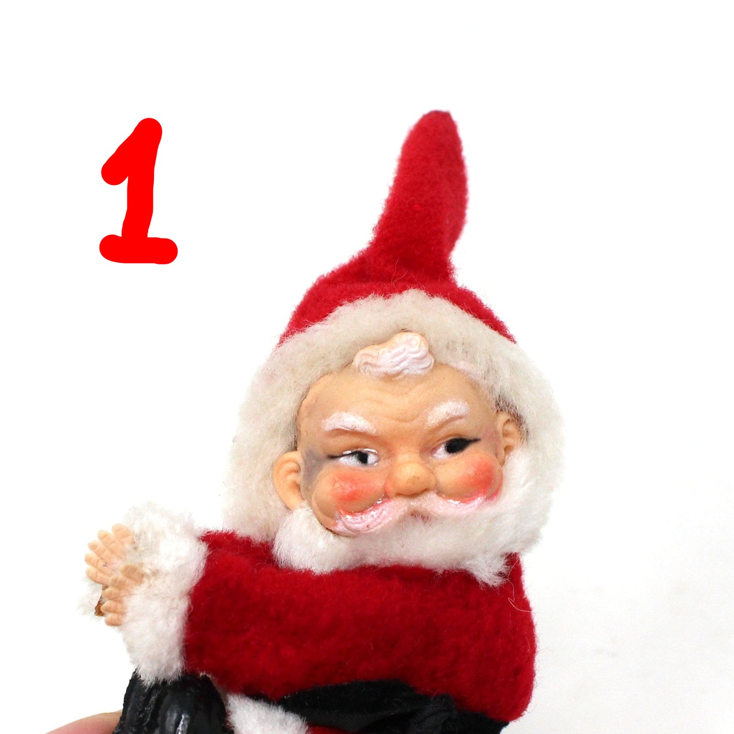 Candle Hugger, Santa Claus Clip-On Flocked Santa, Christmas Collectible, Vintage