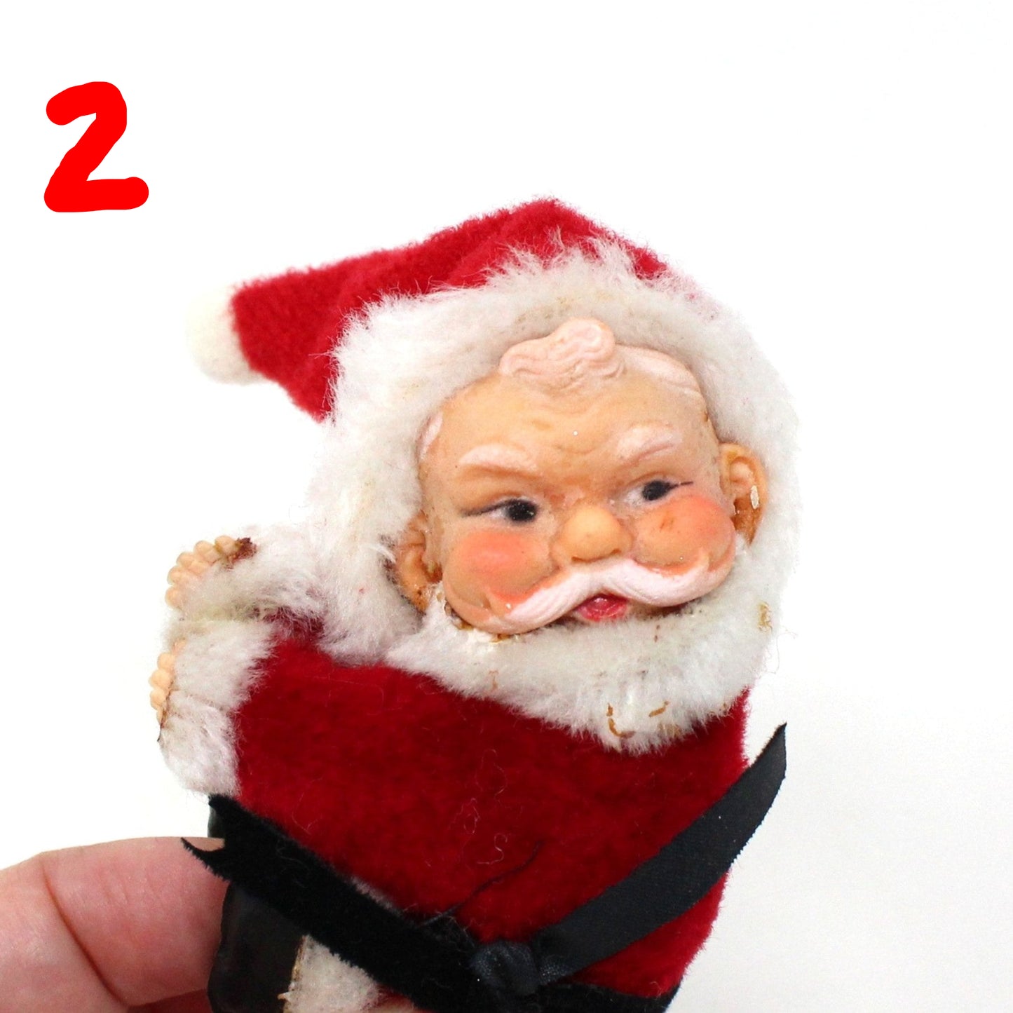 Candle Hugger, Santa Claus Clip-On Flocked Santa, Christmas Collectible, Vintage