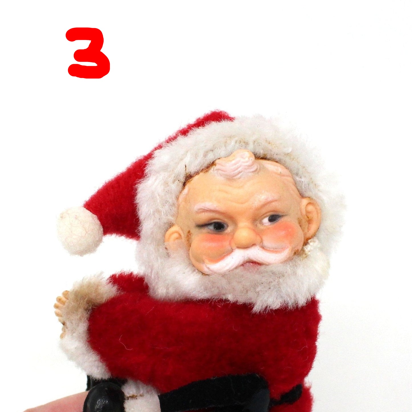 Candle Hugger, Santa Claus Clip-On Flocked Santa, Christmas Collectible, Vintage