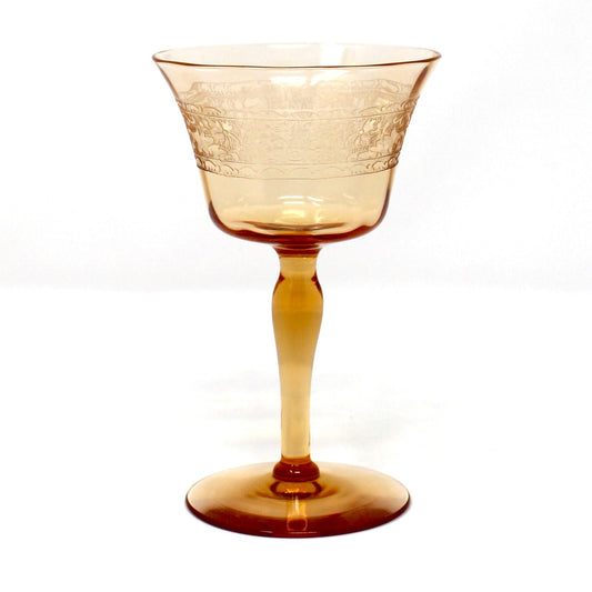 Cocktail / Liquor Glasses: Fostoria Royal Amber Set of 7, Blown Glass, Antique 1925