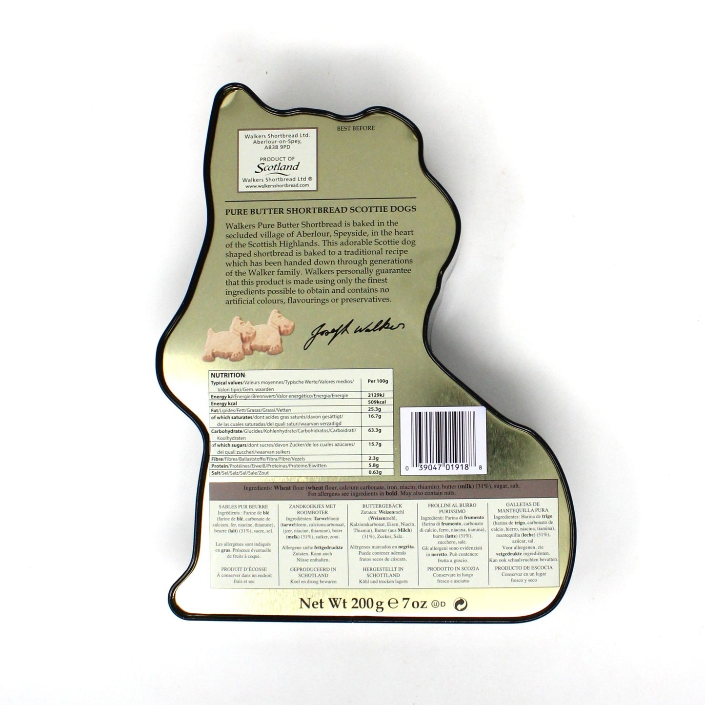 Tins, Gift Tin / Cookie Tin, Walkers, Scottie Dog Shaped Tin, Black Dog, Empty