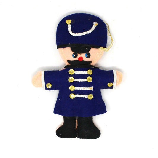 Ornaments, British Policeman, Soldier Christmas Ornament, Felt Applique, Kitsch, Vintage