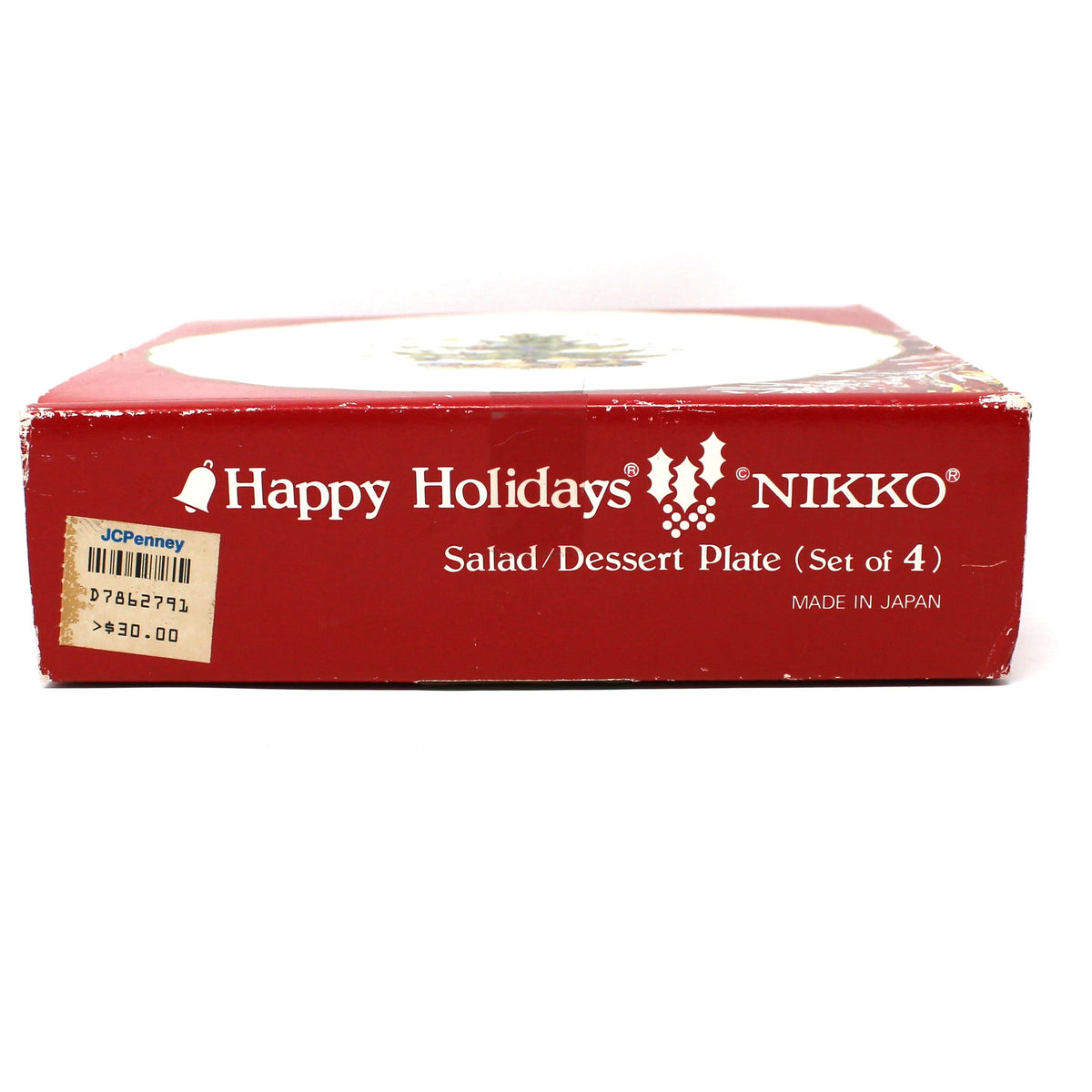 Dessert / Salad Plates: NIKKO Happy Holidays, Set of Four in Box, Ironstone, Vintage Japan 1980s