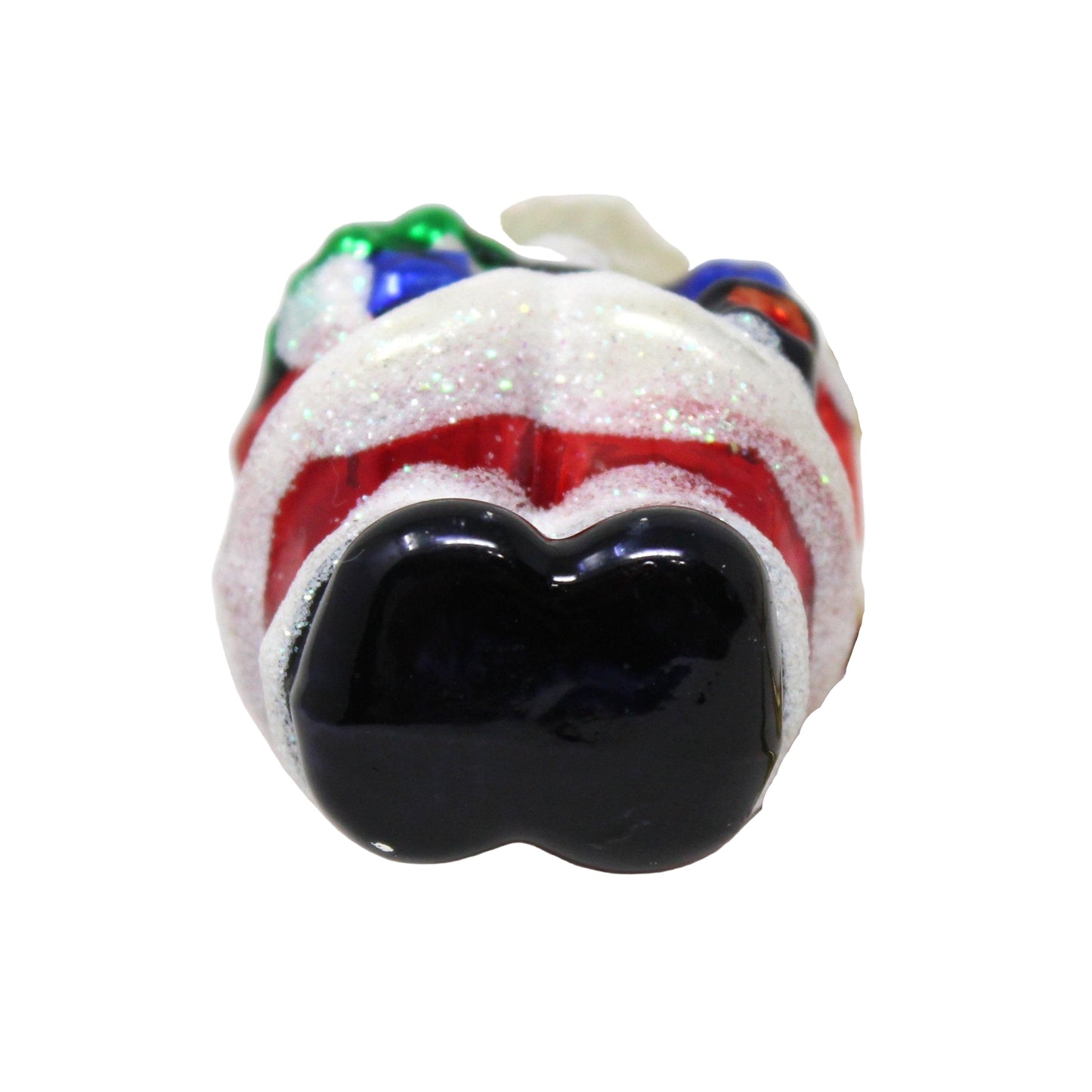 Ornaments, Figural Santa with Christmas Tree, Glitter, Glass Ornament, Vintage