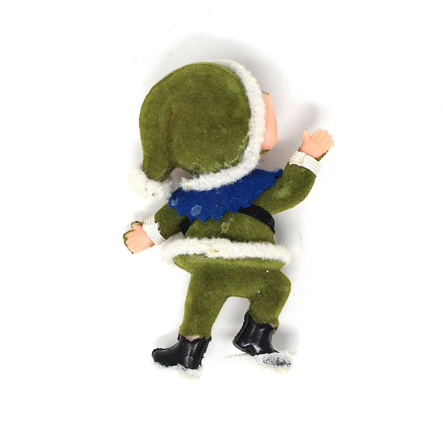 Ornaments, Celluloid Elf Decoration, Flocked / Glitter, Christmas Kitsch, Vintage