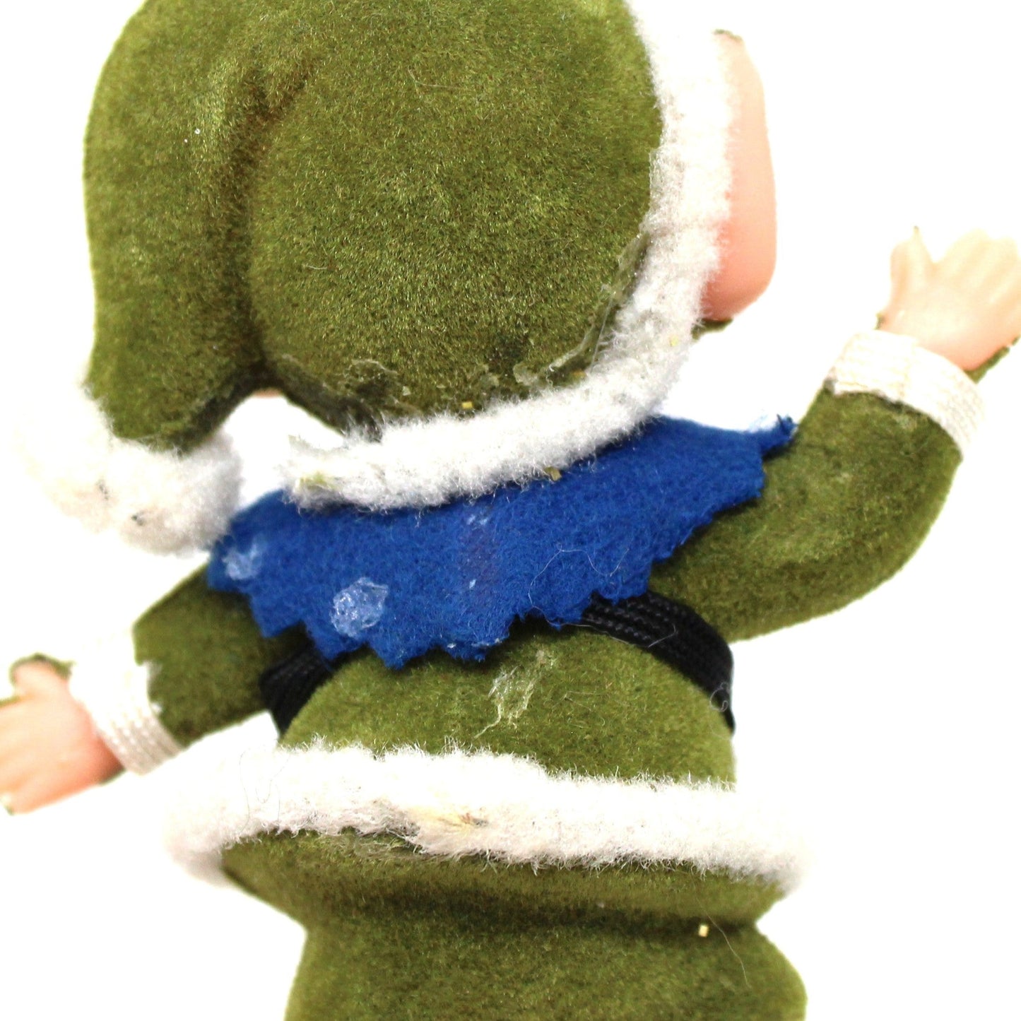 Ornaments, Celluloid Elf Decoration, Flocked / Glitter, Christmas Kitsch, Vintage