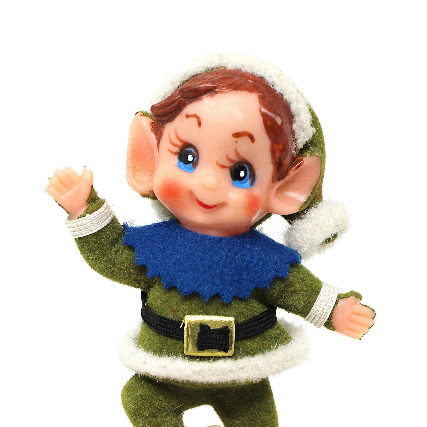 Ornaments, Celluloid Elf Decoration, Flocked / Glitter, Christmas Kitsch, Vintage