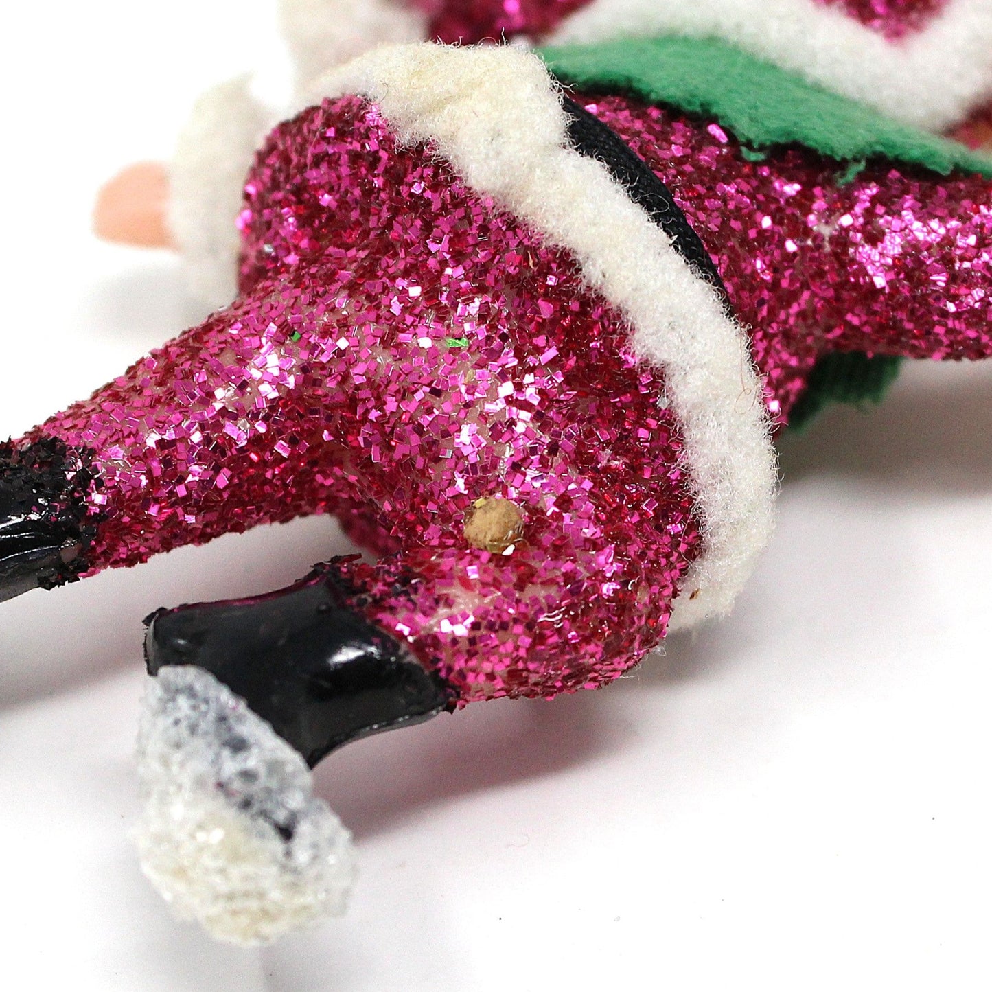 Ornaments, Celluloid Elf Decoration, Flocked / Glitter, Christmas Kitsch, Vintage