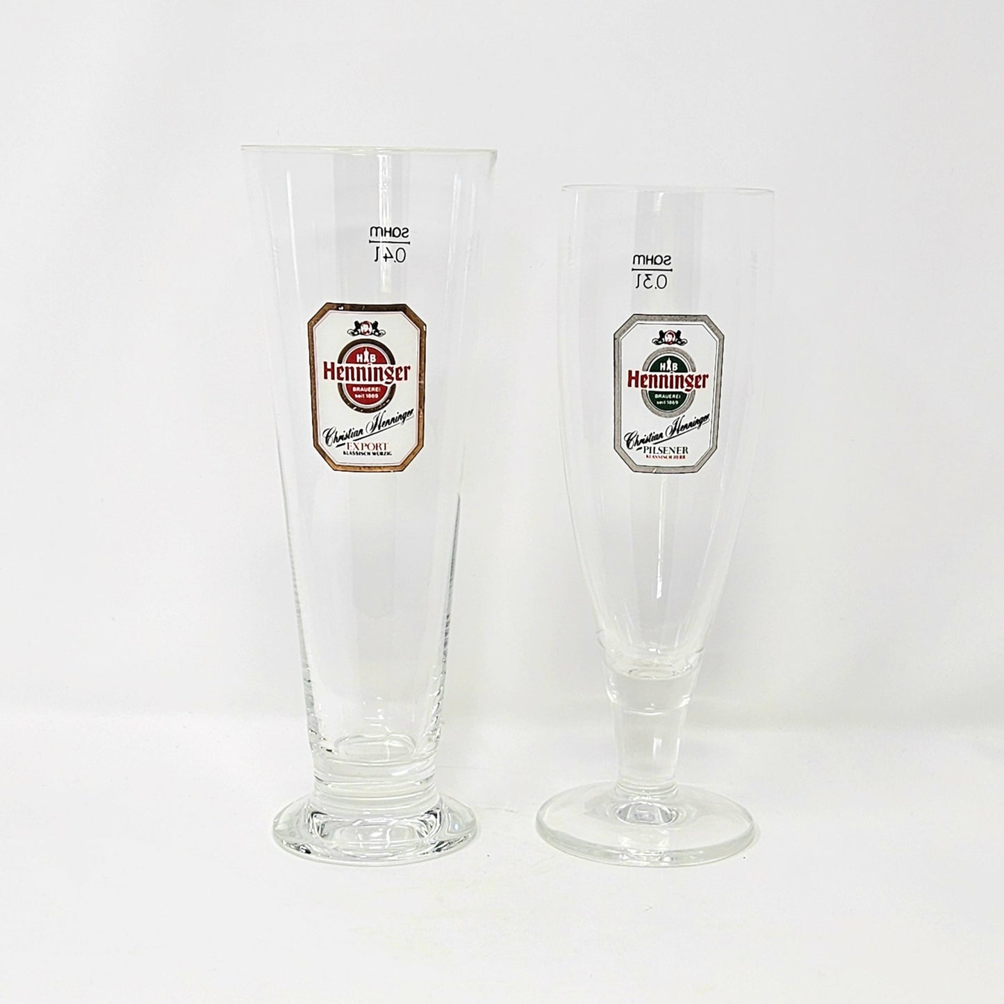 Beer / Pilsner Glass, Christian Henninger Export Logo, Beer Flute, Advertising, Vintage