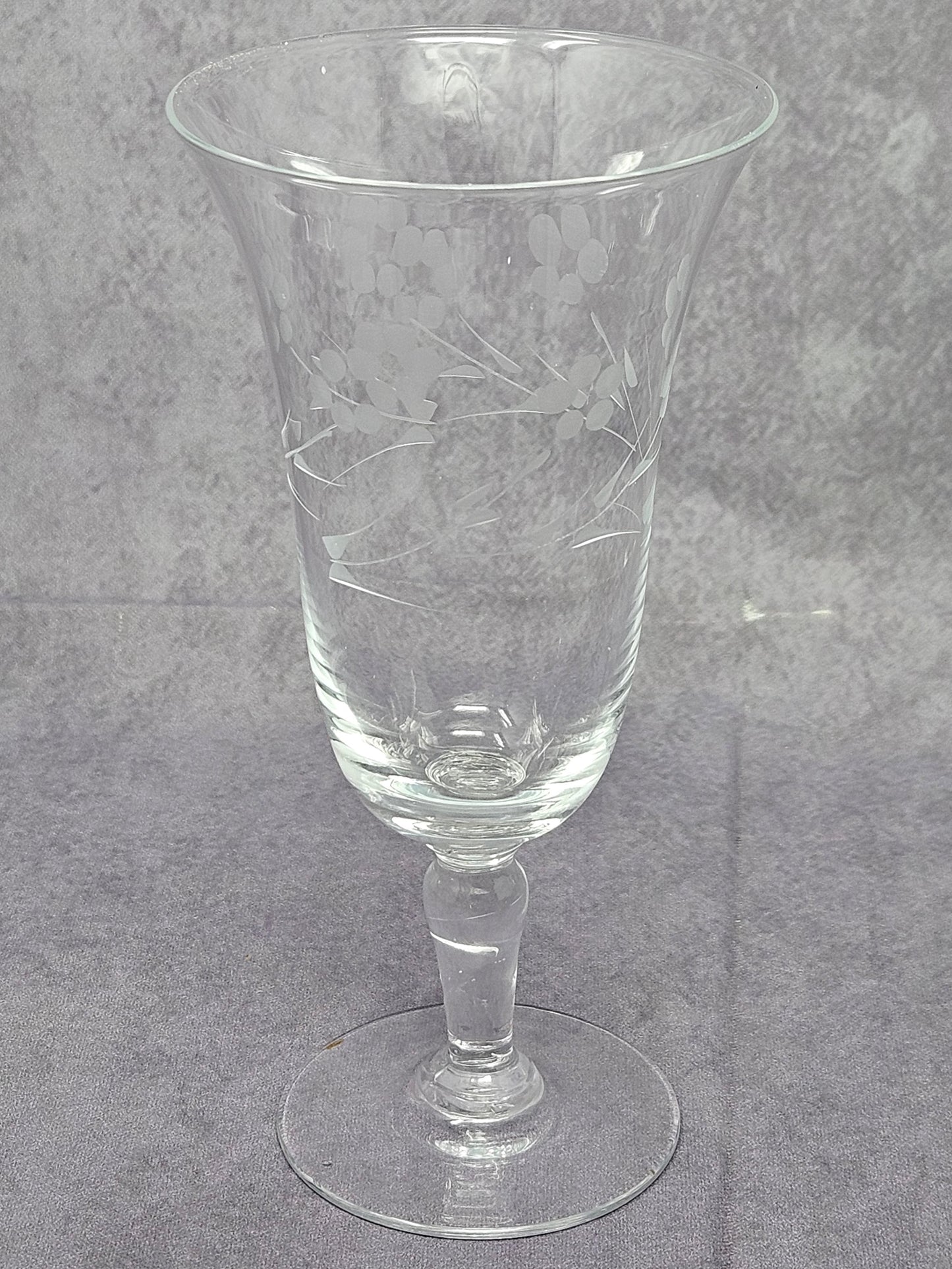Glasses, Cocktail / Sherry / Liqueur Glasses, Blown Glass, Footed, Etched Florals, Set of 6, Vintage