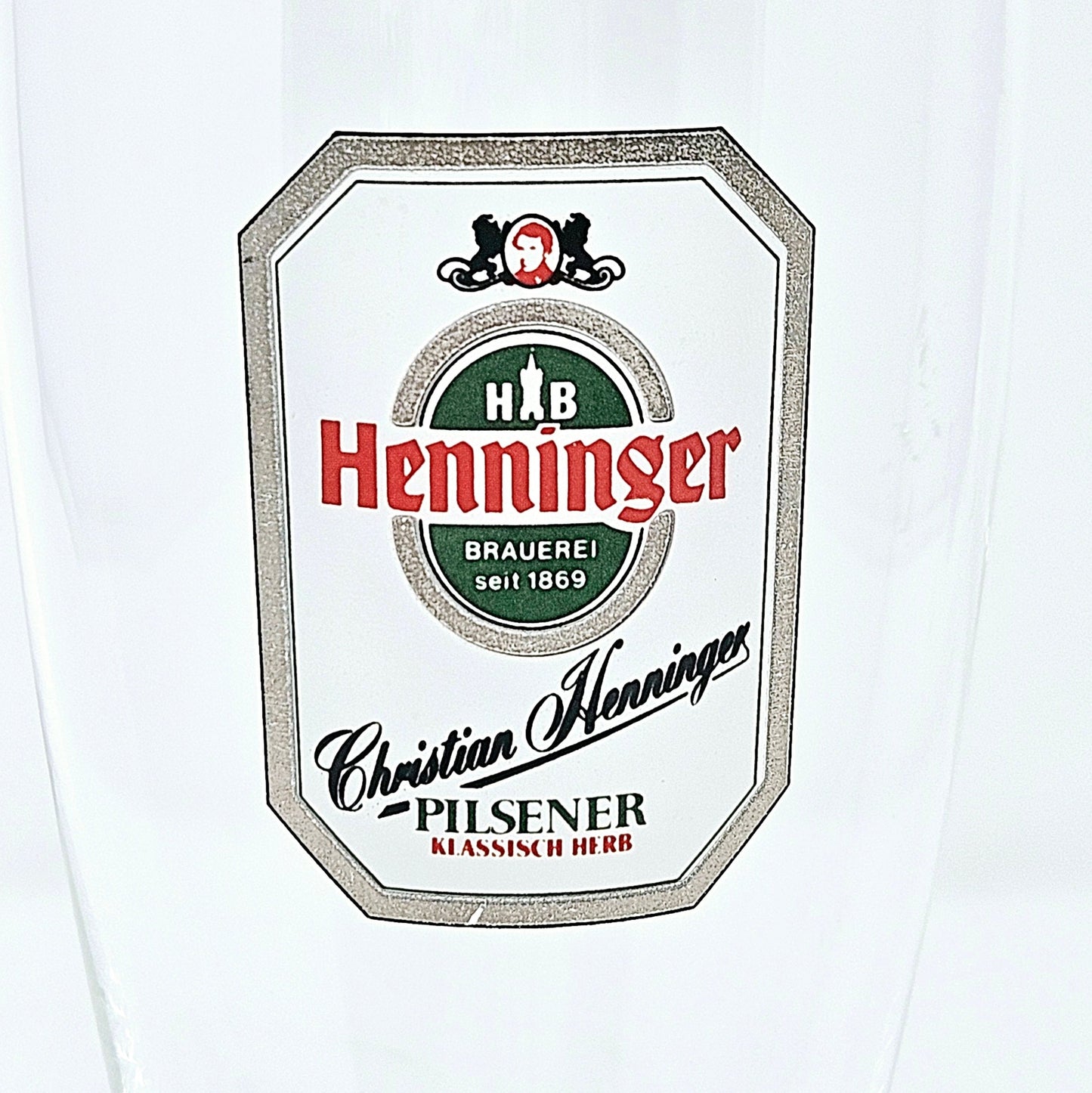 Beer / Pilsner Glass, Christian Henninger Export Logo, Beer Flute, Advertising, Vintage