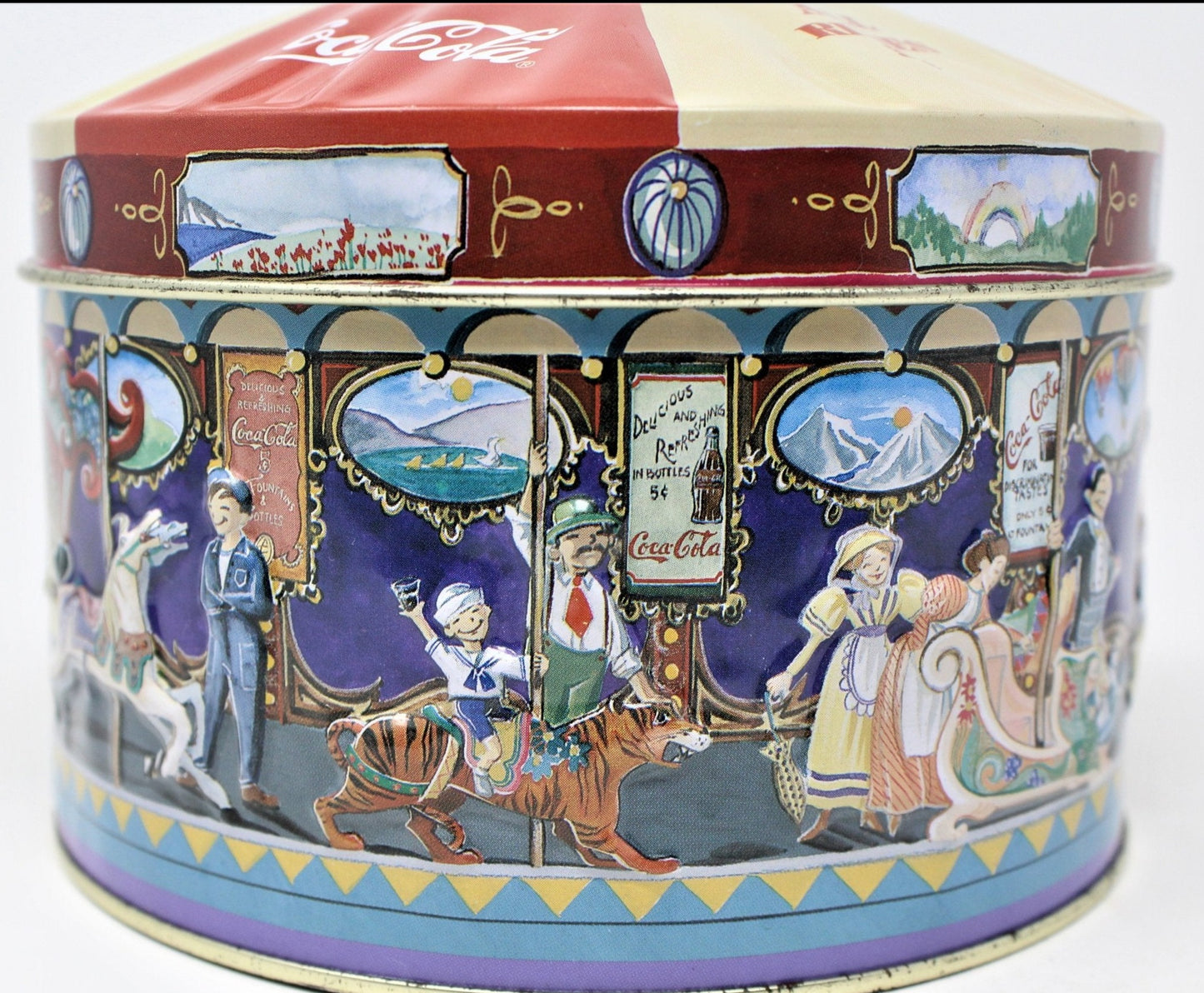 Tins, Gift Tin / Cookie Tin, Coca Cola Carousel / Merry Go Round, Tin, Collectible 1997, SOLD