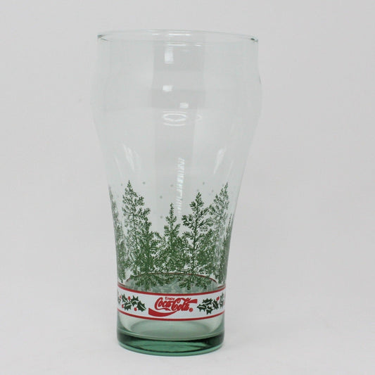 Glasses, Coca Cola Bell Glass, Christmas Pine Trees & Holly, Libbey, Vintage