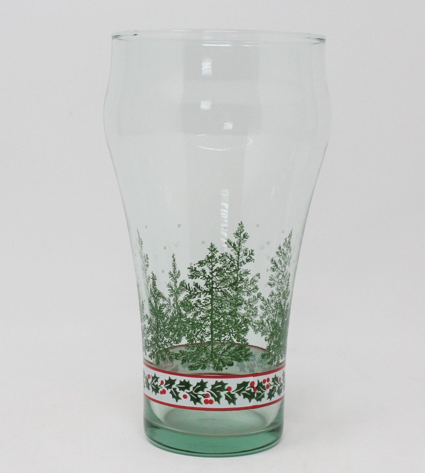 Glasses, Coca Cola Bell Glass, Christmas Pine Trees & Holly, Libbey, Vintage